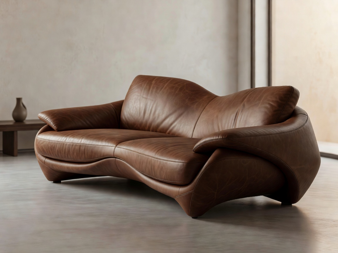Sculptural architectural interior setting featuring bespoke premium lounge sitting options and natural light illumination