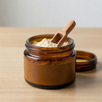 Lion's Mane mushroom extract powder in an amber glass jar