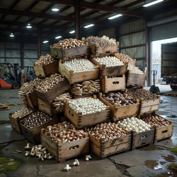Restaurant supply bulk mushroom delivery crate with wholesale quantities